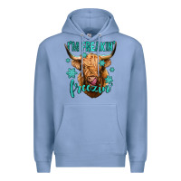Colony Blue i'm freakin freezin long haired cow Premium Hoodie - Jasminsmagicworld