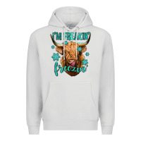 Dove Grey i'm freakin freezin long haired cow Premium Hoodie - Jasminsmagicworld