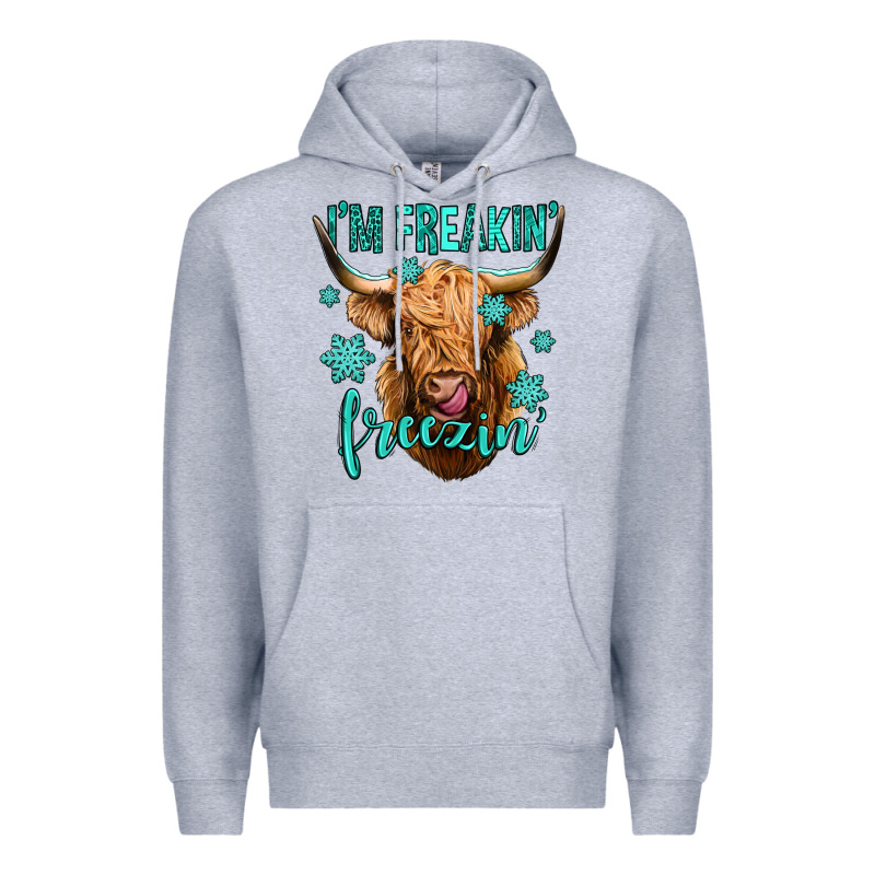 I'm Freakin Freezin Long Haired Cow Premium Hoodie by Jasminsmagicworld | Teevron