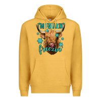 Mustard i'm freakin freezin long haired cow Premium Hoodie - Jasminsmagicworld