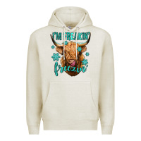 Oatmeal Heather i'm freakin freezin long haired cow Premium Hoodie - Jasminsmagicworld
