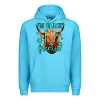 Ocean Blue i'm freakin freezin long haired cow Premium Hoodie - Jasminsmagicworld