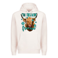 Pale Pink i'm freakin freezin long haired cow Premium Hoodie - Jasminsmagicworld
