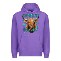 Purple i'm freakin freezin long haired cow Premium Hoodie - Jasminsmagicworld