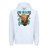White i'm freakin freezin long haired cow Premium Hoodie - Jasminsmagicworld