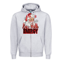 Heather Grey big nick energy santa claus Zipper Hoodie - RanaPortraitStore