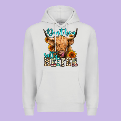 Don't Be A Salty Heifer Long Haired Cow Premium Hoodie Designed By Jasminsmagicworld