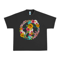 Floral Peace Sign With Gemstone Urban Heavy Tee | Teevron