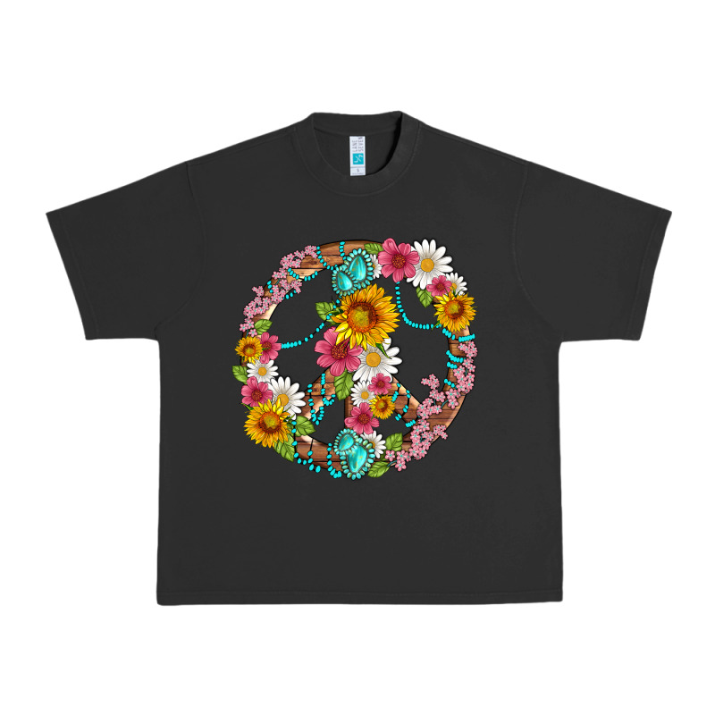 Floral Peace Sign With Gemstone Urban Heavy Tee by Artiststas | Teevron