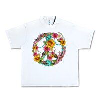 White floral peace sign with gemstone Urban Heavy Tee - Artiststas