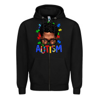 Black autism afro man Zipper Hoodie - texasbilliewilder
