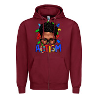 Burgundy autism afro man Zipper Hoodie - texasbilliewilder