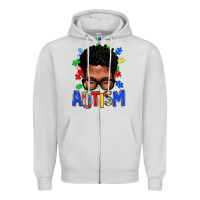 Dove Grey autism afro man Zipper Hoodie - texasbilliewilder