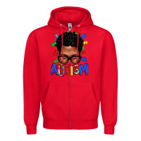 Red autism afro man Zipper Hoodie - texasbilliewilder