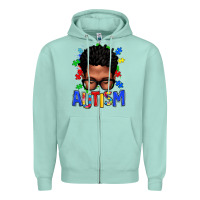 Seafoam autism afro man Zipper Hoodie - texasbilliewilder