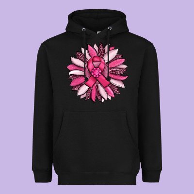 Breast Awareness Cancer Pink Sunflower Heavyweight Hoodie Designed By Ranaportraitstore