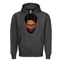 Charcoal Heather bearded black man portrait Zipper Hoodie - texasbilliewilder