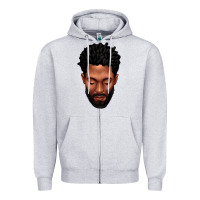 Heather Grey bearded black man portrait Zipper Hoodie - texasbilliewilder