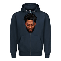 Navy bearded black man portrait Zipper Hoodie - texasbilliewilder