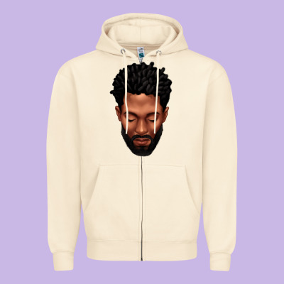 Bearded Black Man Portrait Zipper Hoodie Designed By Texasbilliewilder