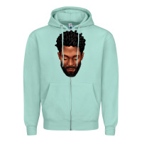 Seafoam bearded black man portrait Zipper Hoodie - texasbilliewilder