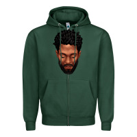 Sports Green bearded black man portrait Zipper Hoodie - texasbilliewilder