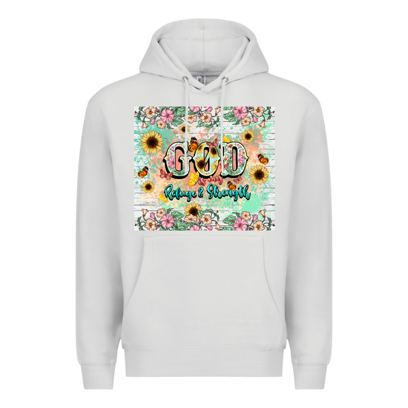 God Is My Refugee And Strength Premium Hoodie by NancyCooperArtShop | Teevron
