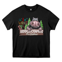 Black IWant Hippopota maps For Christmas Heavy Core Tee - CowhideDigitalArt