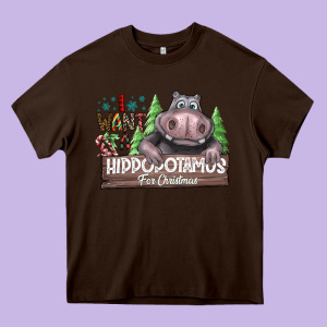 Iwant Hippopota Maps For Christmas Heavy Core Tee Designed By Cowhidedigitalart