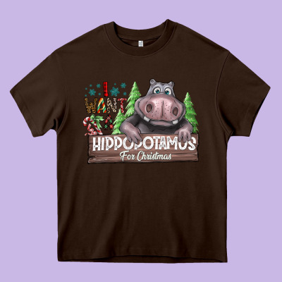 Iwant Hippopota Maps For Christmas Heavy Core Tee Designed By Cowhidedigitalart