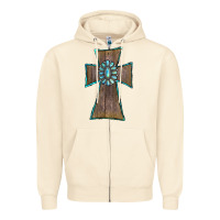 Sandshell Wood Turquoise Gemstone Cross Zipper Hoodie - RanaPortraitStore