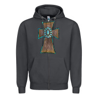 Smoke Wood Turquoise Gemstone Cross Zipper Hoodie - RanaPortraitStore