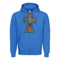 True Royal Wood Turquoise Gemstone Cross Zipper Hoodie - RanaPortraitStore