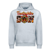 Heather Grey American Flag Firefighter Son Urban Hoodie - LillyAllenDesigns