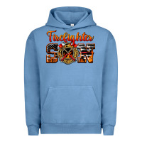 Pigment Pebble Blue American Flag Firefighter Son Urban Hoodie - LillyAllenDesigns