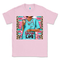 Bubblegum Pink nurse life afro woman Classic Tee - RanaPortraitStore