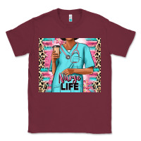 Burgundy nurse life afro woman Classic Tee - RanaPortraitStore