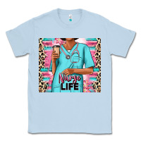 Dusty Blue nurse life afro woman Classic Tee - RanaPortraitStore