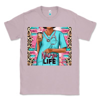 Lilac nurse life afro woman Classic Tee - RanaPortraitStore