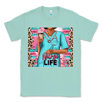 Seafoam nurse life afro woman Classic Tee - RanaPortraitStore