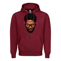 Burgundy bearded black man portrait Zipper Hoodie - texasbilliewilder