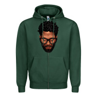 Sports Green bearded black man portrait Zipper Hoodie - texasbilliewilder