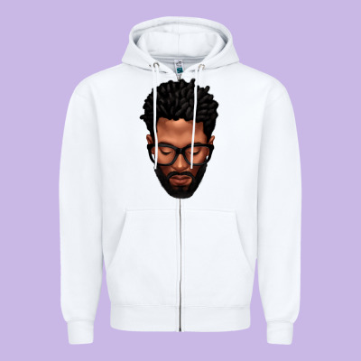 Bearded Black Man Portrait Zipper Hoodie Designed By Texasbilliewilder