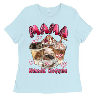 Baby Blue mama needs coffee Ladies Tee - BarkalooDesign