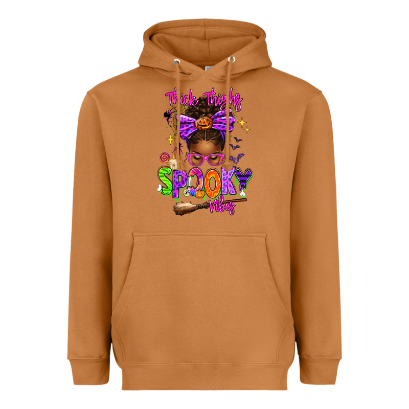 Thick Thighs Spooky Vibes Heavyweight Hoodie by texasbilliewilder | Teevron