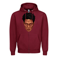 Burgundy black man portrait Zipper Hoodie - texasbilliewilder