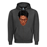 Charcoal Heather black man portrait Zipper Hoodie - texasbilliewilder