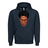 Navy black man portrait Zipper Hoodie - texasbilliewilder