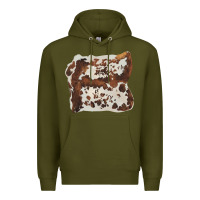 Army Green hand drawn cowhide cow fur Premium Hoodie - BarkalooDesign