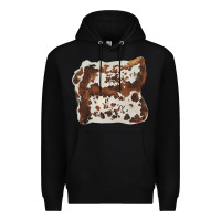 Black hand drawn cowhide cow fur Premium Hoodie - BarkalooDesign